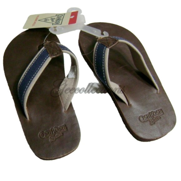 NWT Oshkosh B'gosh Boys Brown Flip Flop Sandal Jared-13 Slip-On  Size 12Y - Picture 7 of 7